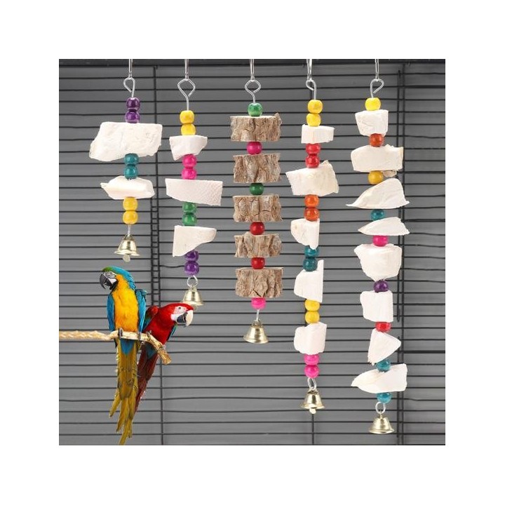 Vogel Nagen Spielzeug Bunte Perlen Knackig Glocke Lindern Langeweile Biss Beständig Hilfe Verdauung Papagei A