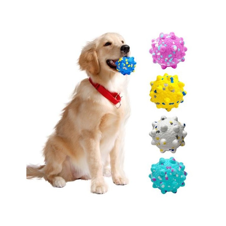 Unzerstörbares Kauspielzeug für Hunde. Robuster Beißball für aggressive Kauer. Interaktive Popcorn-Hüpfbälle für große, mitte