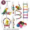 Spielzeugset für Papageien, Spielzeugvielfalt für Vogelkäfigzubehör, sicheres und langlebiges Vogelspielzeug für Nymphensitti