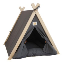 Tipi-Zelt für Haustiere, weich, groß, tragbar, universelles Haustierzeltbett für Hunde und Katzen, Grau grau