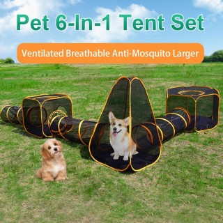 6-In-1 Im Freien Katze Laufstall Gehäuse Faltbare Haustier Zelt mit Tunnel Tragbare Gaming Laufstall für