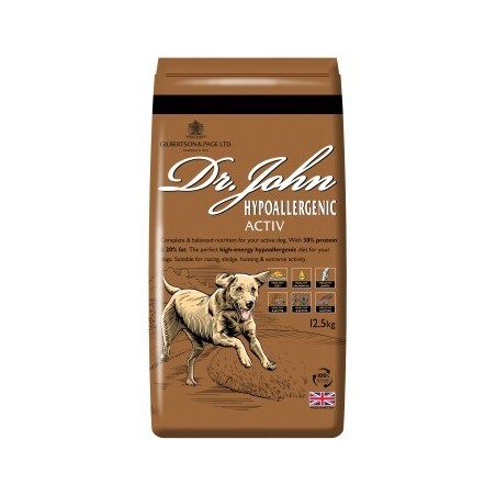 Dr John Hyppoallergen Aktiv Trockenfutter Reich an Huhn und Reis 12,5 kg