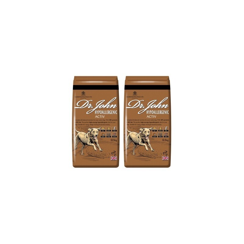 Dr John Hyppoallergen Aktiv Trockenfutter Reich an Huhn und Reis 2x12,5 kg