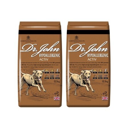 Dr John Hyppoallergen Aktiv Trockenfutter Reich an Huhn und Reis 2x12,5 kg