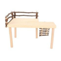 Kletterspielzeug für Hamster aus Holz, Kletterplattform aus natürlichem Baumstamm mit Kletterleiter zum Fressen für Hamster