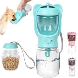 Hundewasserflasche, Haustier-Wasserspender mit abnehmbarem Futterbehälter, auslaufsicher, für Reisen, Wandern, Heimtierbedarf