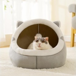 Das halbgeschlossene, warme Winter-Katzennest aus Plüsch ist weich und bequem für tiefen Schlaf, abnehmbar und waschbar, einf