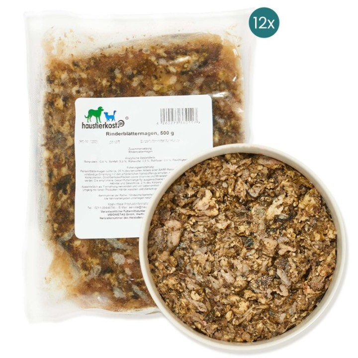 haustierkost.de Rinderblättermagen Frostfutter 12 x 500 g