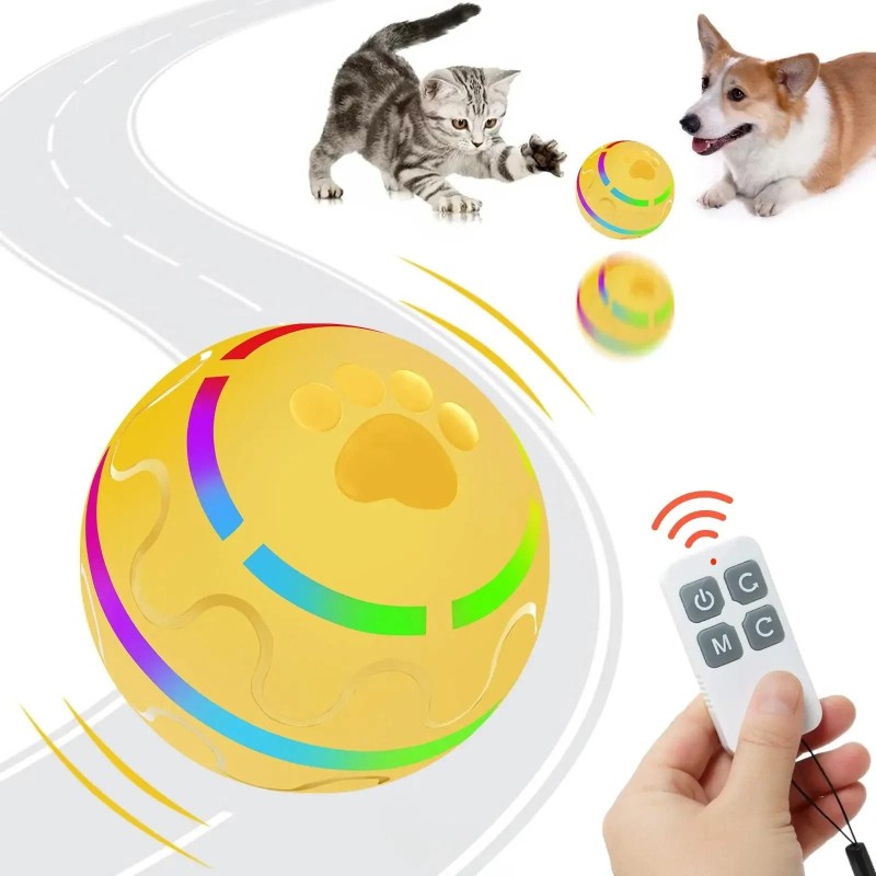 Interaktives Hundespielzeug, Wicked Ball mit LED-Blitzlicht, Kauspielzeug für Haustiere, Katzen und Hunde, langlebiger automa