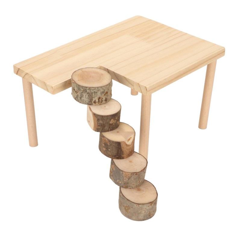 Hamster-Kletterplattform, dekorativer Spielplatz aus Holz für kleine Haustiere mit runder Leiter