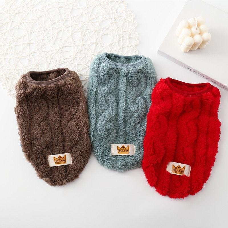 Fleece-Pullover, Haustier-Kleidung, niedlich, gewellt, doppelseitig, für Welpen, Kätzchen, Mäntel, Pullover für kleine, mitte