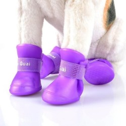 4 Stück wasserdichte Regenschuhe für Haustiere, rutschfeste Gummistiefel für kleine, mittelgroße und große Hunde, Katzen, Out