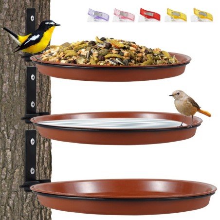 3-teiliges Vogelfuttertablett, zum Aufhängen an der Wand, am Baum montiert, Vogelbad, Spa, faltbar, multifunktional, Futtersp