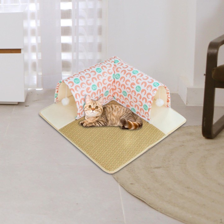 Katzentunnelbett, Höhle, Rohrhaus, abnehmbare Haustier-Kühlmatte für kleine Katzen im Innenbereich 50x50cm