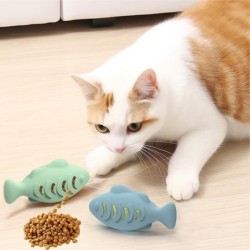 Katzenspielzeug, interaktives Silikon-Fisch-Haustierspielzeug für Kätzchen, Zahnreinigung, auslaufendes Futter, Katzenkauspie