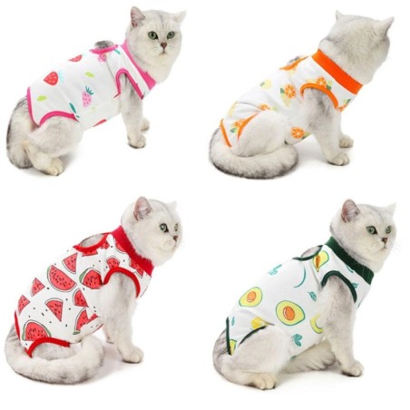 Genesungsanzug für Katzen, Kätzchenanzug, E-Halsband-Alternative für Katzen, Welpen, kleine Hunde, Bauchhaut, Anti-Leck-Pyjam
