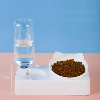 Katzenfutternapf Automatischer Futternapf Wasserspender Haustier Hund Katzenfutterbehälter Trinknapf Erhöhter Ständer Doppeln