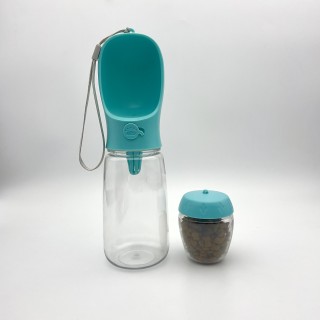 2 in 1 350 ml tragbare Wasserflasche aus lebensmittelechtem Material für Hunde und Katzen, Reise-Wasserbecher für Haustiere m