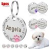 5 Stücke Haustier Hund Runde Anti-verloren Pfote Strass ID Namensschilder Ring Kragen Anhänger 5pcs schwarz