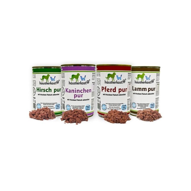 Probiermenü B: Lamm, Hirsch, Huhn, Pferd (4 x 400 g)