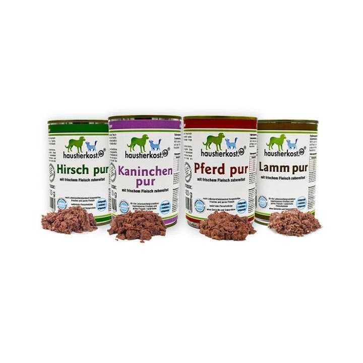 Probiermenü B: Lamm, Hirsch, Huhn, Pferd (4 x 400 g)