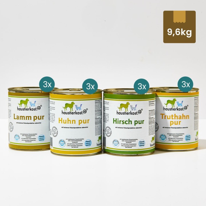 Menü 2: Huhn, Truthahn, Lamm, Hirsch (12 x 800 g)