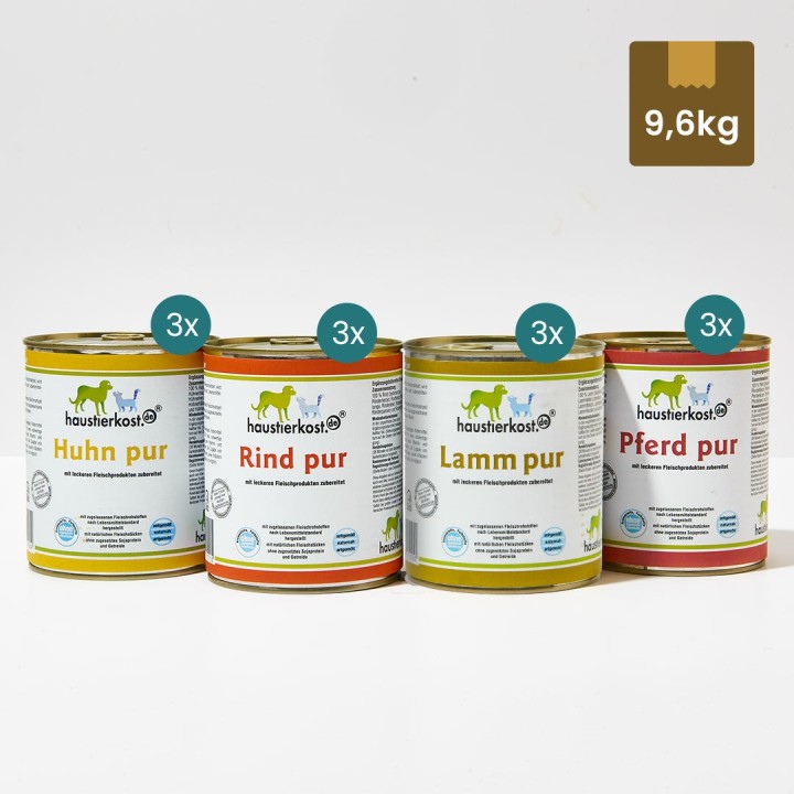 Menü 8: Lamm, Pferd, Huhn, Rind (12 x 800 g)