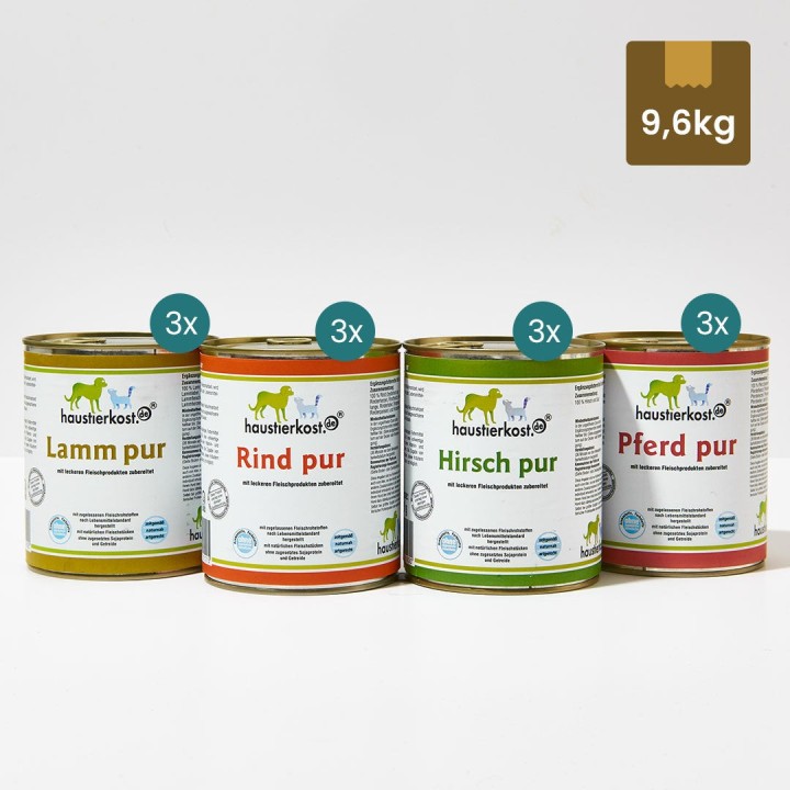 Menü 10: Rind, Pferd, Lamm, Hirsch (12 x 800 g)