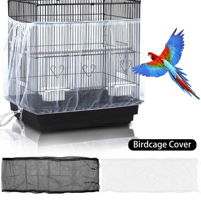 Vogelkäfig-Abdeckung, Nylonnetz, verstellbar, Vogelkäfig-Samenfänger, universeller Vogelkäfig-Netz, Samen-Federfänger, Vogelk