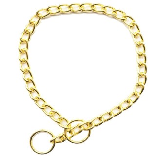 Hundehalsband aus Metallkette für Haustiere, silberfarben und goldfarben, kubanische Gliederkette, Würgehalsband, robustes Hu