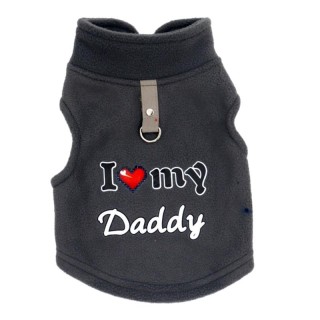 Winter-Fleecejacke für Hunde im Love-Dad-Stil, Plüschmantel für kleine und mittelgroße Hunde, Katzenweste, winddichter Pullov