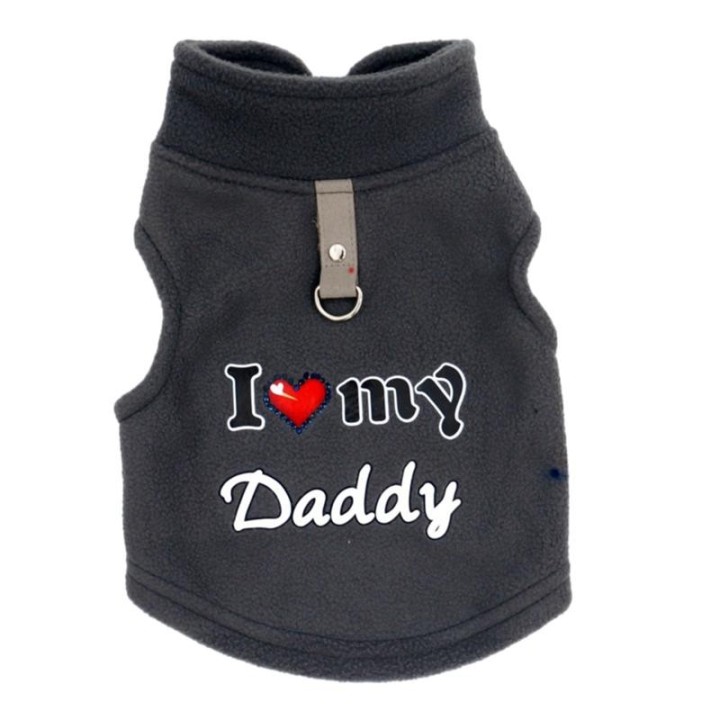Winter-Fleecejacke für Hunde im Love-Dad-Stil, Plüschmantel für kleine und mittelgroße Hunde, Katzenweste, winddichter Pullov
