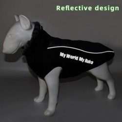Hundejacke mit Geschirr für den Winter, wasserdicht, für den Außenbereich, reflektierender Mantel für große Hunde mit Pelzkra