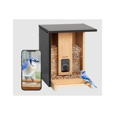 BIRDFY Futterautomat Bamboo AI im Abonnement + Solarpanel