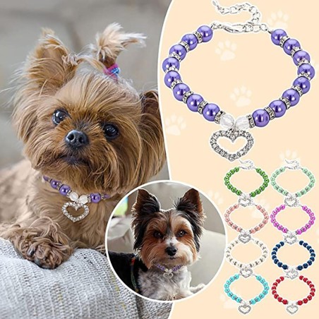 (HJFG) Süßes Haustier-Schmuck-Perlenhalsband, 1 Stück Haustier-Perlenhalsband für kleine Haustier-Katzen-Hundehalsband-Hundek