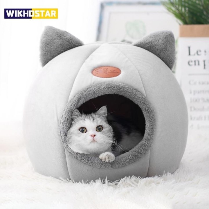 Neu Tiefer Schlafkomfort im Winter Katzenbett Kleine Matte Korb Kleine Hundehausprodukte Haustiere Zelt Gemütliches Höhlennes