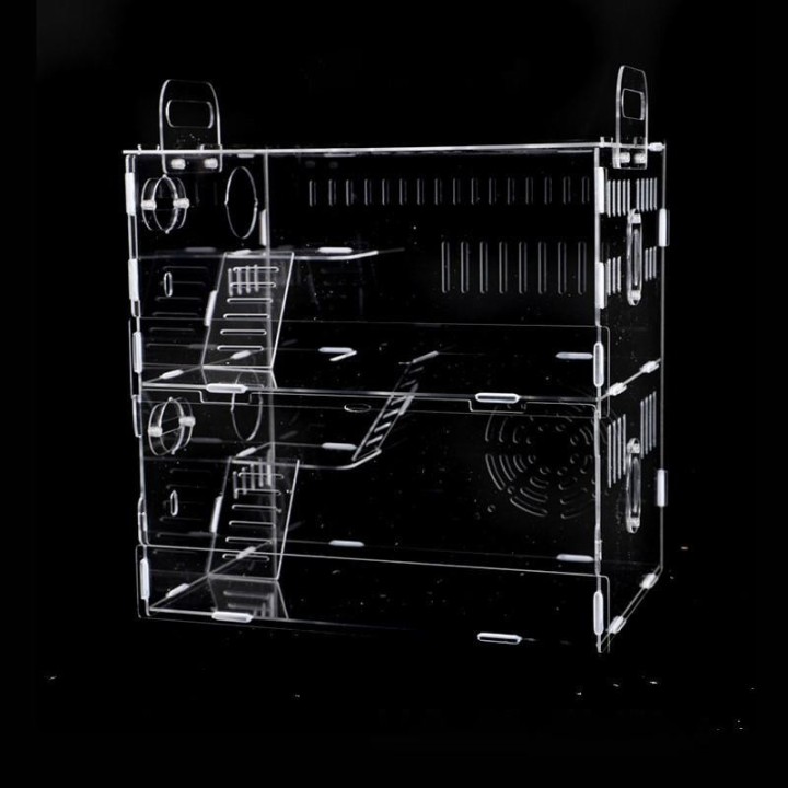 Acryl-Hamsterkäfig, doppellagig, atmungsaktiv, transparent, Hamsterhaus für Meerschweinchen, Sugar Glider