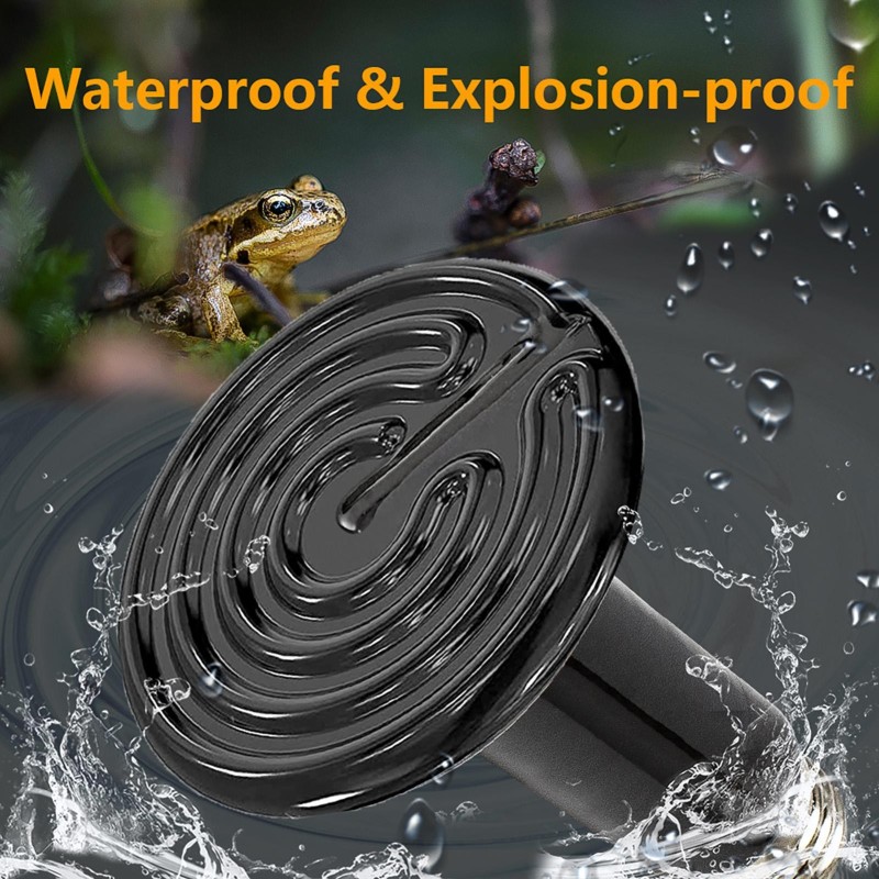 200W 220V Reptilien-Wärmelampe, Infrarot-wasserdichte Keramik-Wärmelampe E27-Lampenfassung, Keramikheizung schwarz