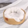 Haustierkissenbett, handgewebt, weich, warm, atmungsaktiv, tragbar, rund, für Katzen und Welpen, für alle Jahreszeiten, Größe