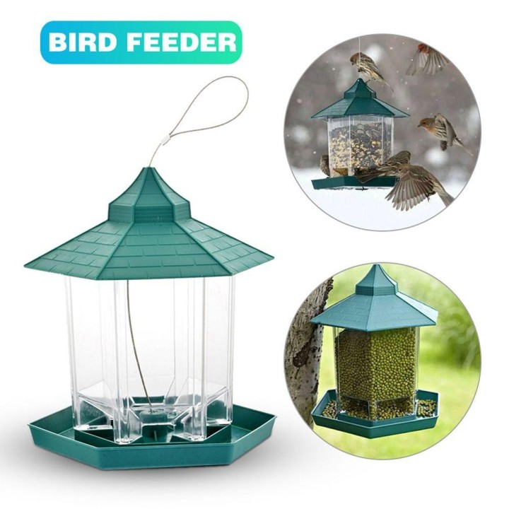 Outdoor Kunststoff Terrasse Wildvogel Papagei Fütterung Pet Supplies Vogel Feeder Hof Dekoration Lebensmittel Feeder grün