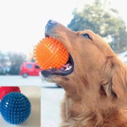 Gummispielzeug für Hunde, federnd, schwimmende Zähne, Reinigung, stacheliger, quietschender Ball, Hundespielzeug Orange