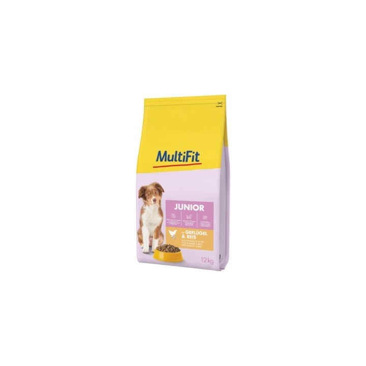 MultiFit Trockenfutter Hund Junior, mit Geflügel & Reis 2x12 kg