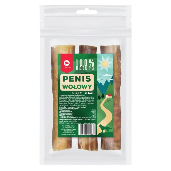 MACED Natural Rindfleisch Penis geschnitten 3 Stk