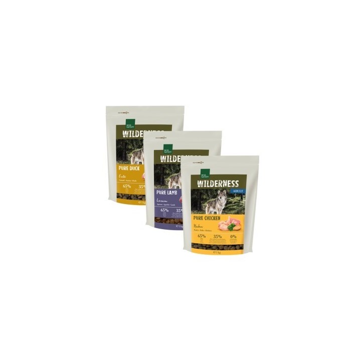 REAL NATURE Wilderness Adult 3x1 kg Probierpaket 6, Ente, Huhn, Lamm