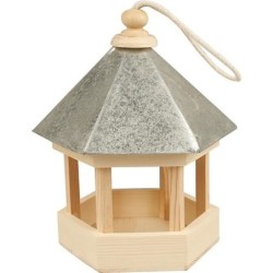 Vogelfutterstation - Traditionell - Sechseckig - Zinkdach - Aufhängesystem - Außenbereich