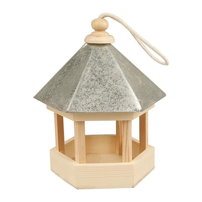 Vogelfutterstation - Traditionell - Sechseckig - Zinkdach - Aufhängesystem - Außenbereich