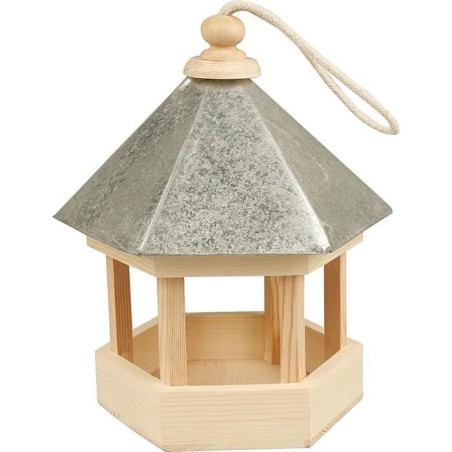 Vogelfutterstation - Traditionell - Sechseckig - Zinkdach - Aufhängesystem - Außenbereich