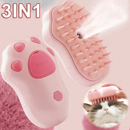 3 in 1 Haustierbürste Katze Dampfbürste Kamm Hundebürste Elektrisches Spray Katzenhaarbürsten Massage Hundesalon Haarentfernu