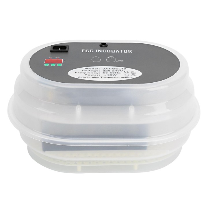 Automatischer digitaler Geflügelbrutkasten für 12 Eier zum Schlüpfen von Hühnern und Enten (UK-Stecker)