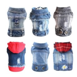 Retro-Designer-Hundekleidung für kleine Hunde, hübsche Jeansjacke für Welpen, strapazierfähige Jeansweste für französische Bu